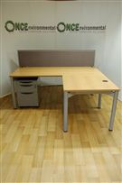 Lucas AD41800 x 1600 Lucas AD4 RH Ergonomic desk in beech complete with a 3 drawer silver under desk pedestal 