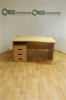 1400 x 800 RH wave desk in oak complete with a 3 drawer under desk pedestal 