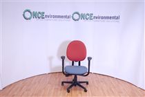 SteelcaseSteelcase Strafor Criterion operators chair in light blue colour fabric seat and red colour fabric back 