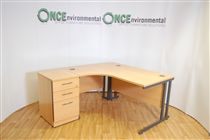 Sven ChristiansenSven Christiansen  1400 x 1200 ergonomic desk in beech LH complete with a 3 drawer desk high pedestal 