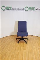 High back operator chair with no arms in blue colour fabric 