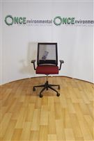 SteelcaseSteelcase think chair in burgandy colour fabric seat and black mesh back 