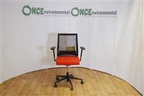 SteelcaseSteelcase think chair in orange colour fabric seat and black mesh back 