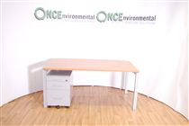 1600 x 800 rectangular desk in beech complete with a 3 drawer silver under desk pedestal 