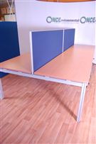 3200 x 1650 set of 4 bench desking in beech complete with a 3 drawer silver under desk pedestal 