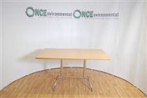 1400 x 800 beech finish rectangular table with curved edges 