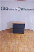 Bisley720H x 470D x 800W Bisley 2 drawer side filer in dark grey and with a beech top 