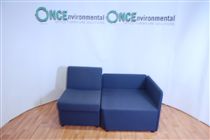Reception unit in blue fabric with coffee table 