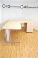Sven ChristianonSven Christianson RH 1600 x 1630 Ergonomic desk in maple complete with a 3 drawer desk high pedestal 