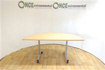 1600 x 800 D End flip top table in beech 