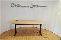 1600 x 800 electric height adjustable rectangular desk in beech 
