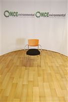 Mezzo breakout chair in black colour fabric seat and cherry wood back 