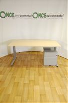 1600 x 800 rectangular desk in maple complete with a 2 drawer pedestal in silver 