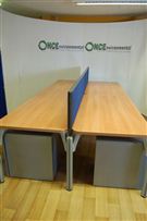 Bench desking in cherry on silver legs 