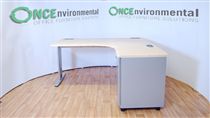Morris1600 x 1200 Morris B4 RH ergonomic desk in maple complete with an integral 3 drawer pedestal 