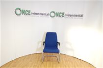 Cantilever chair in blue on a chrome frame 