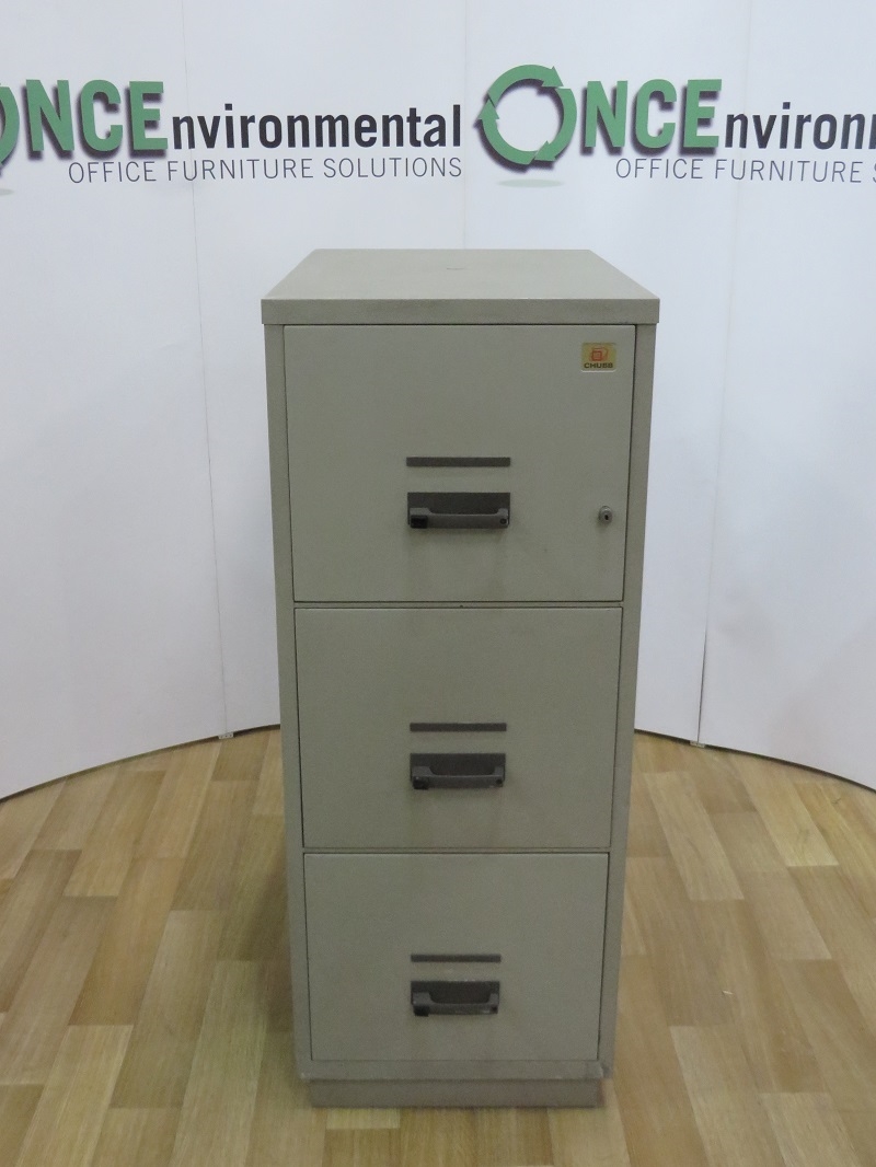 Used Office Storage Chubb Fireproof 3 Drawer Filing Cabinet 1370H