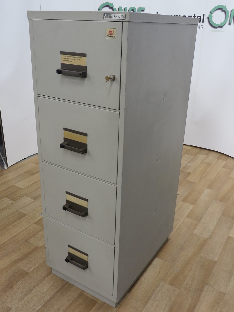 Used Office Storage Chubb 4 Drawer Fireproof Filing Cabinet 1560h