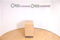 None3 drawer desk high pedestal in oak 