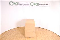 None3 drawer desk high pedestal in oak 