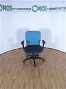 WallisWallis 9005 chair with dark blue colour fabric seat and light blue colour fabric back 