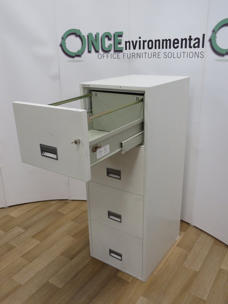 Used Office Storage Phoenix 2204 Fireproof 4 Drawer Filing Cabinet