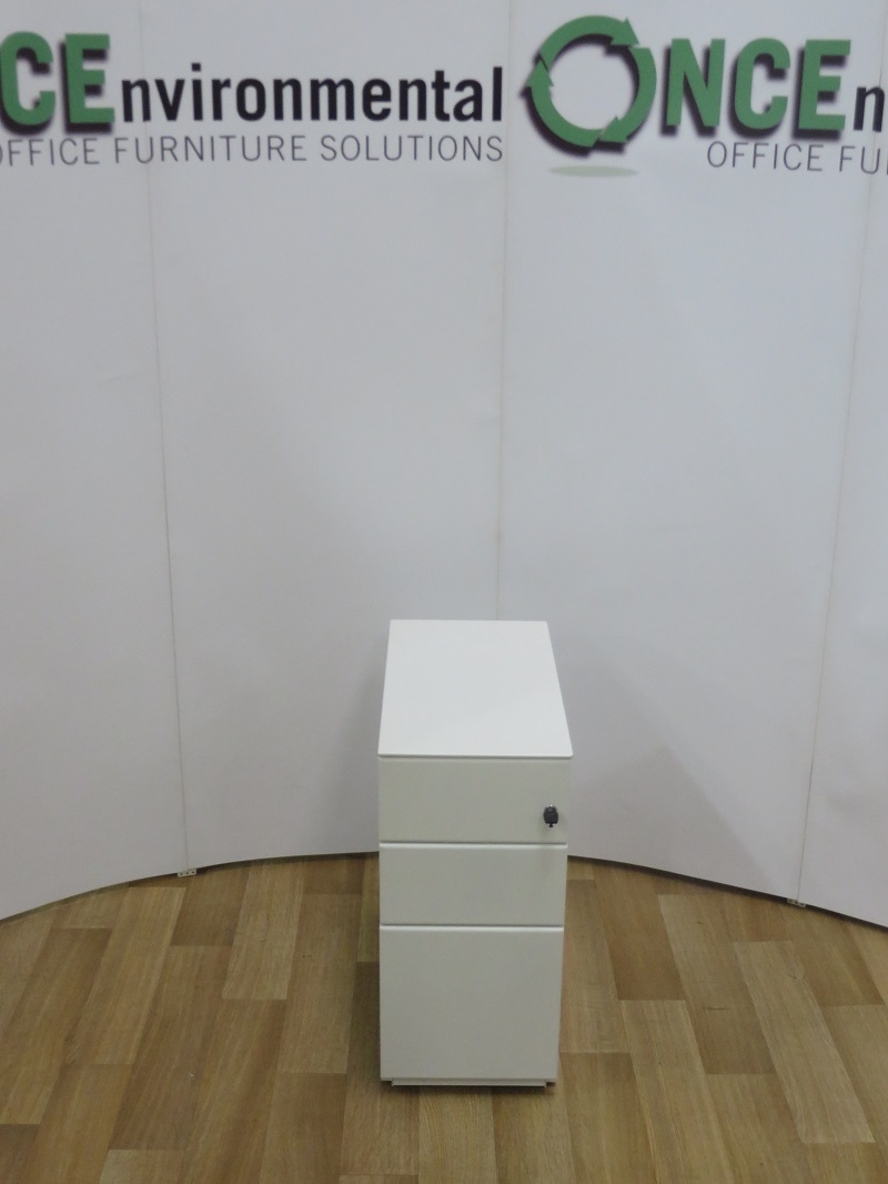 Used Office Storage White Slim 3 Drawer 600h X 300w X 500d Under