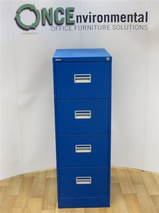 Used Office Storage Silverline Blue 4 Drawer Filing Cabinet 1320h
